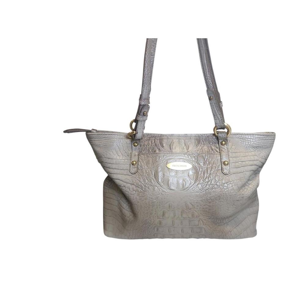 Brahmin Medium Asher Melbourne Clay Tote Cream Gold Croc Embossed Leather Purse